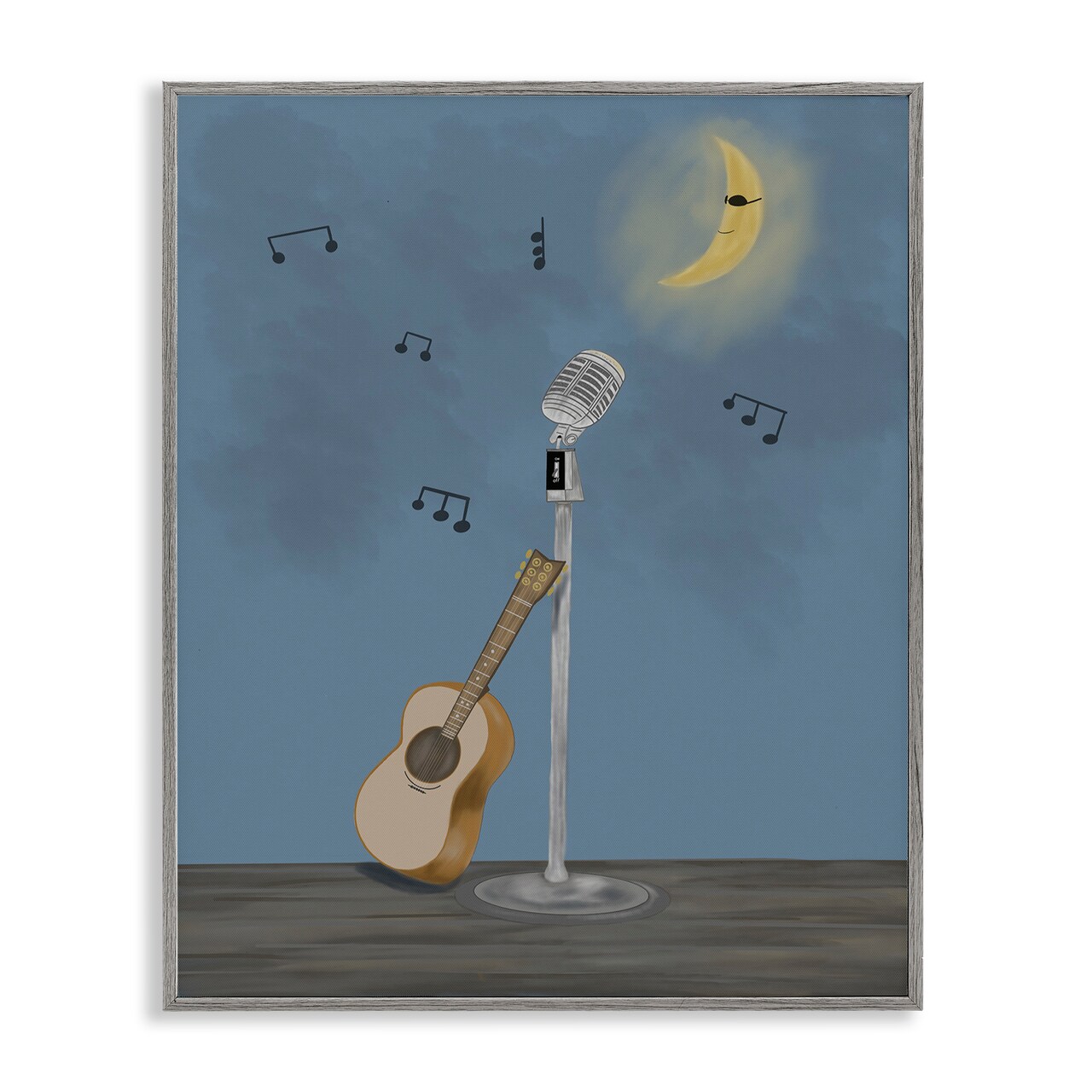 Stupell Industries Music And Moon Stage Framed Giclee, design by Leslie Hermosa